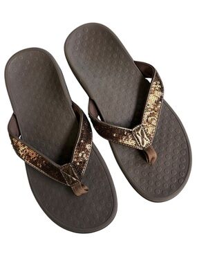 EUC Vionic Tide Sandals Gold Sequins Size 7